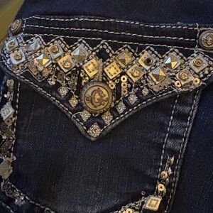 Grace in LA Dark Blue Embellished Jeans